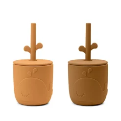 Set van 2 bekers met rietje Peekaboo – Wally Mustard