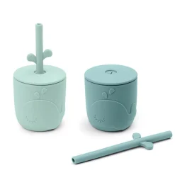 Set van 2 bekers met rietje Peekaboo – Wally blauw