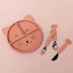 Set van 3 bestekstukken met siliconen handvat en roestvrijstalen kop Mrs. Cat