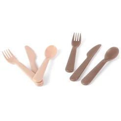 Set van 6 bestekstukken Tiny Bioplastic – Beige/Mokka