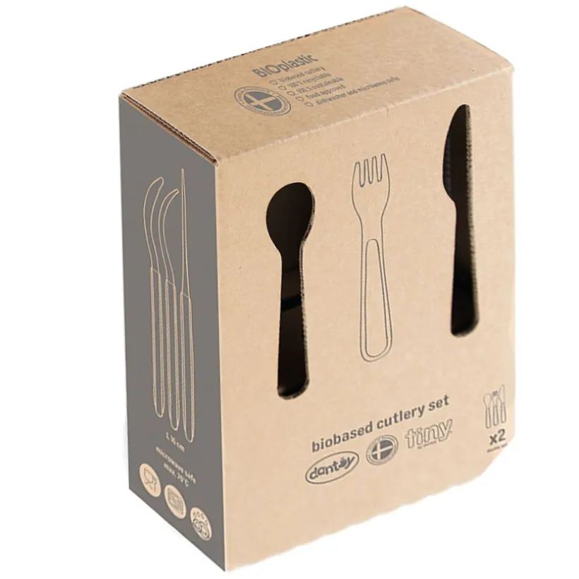 Set van 6 bestekstukken Tiny Bioplastic – Beige/Mokka