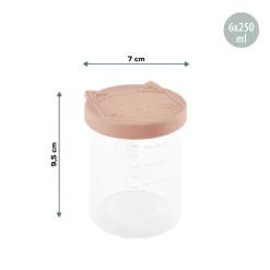 Set van 6 bewaarpotjes Isy Bowls van 250 ml van borosilicaatglas met luchtdichte siliconen deksel