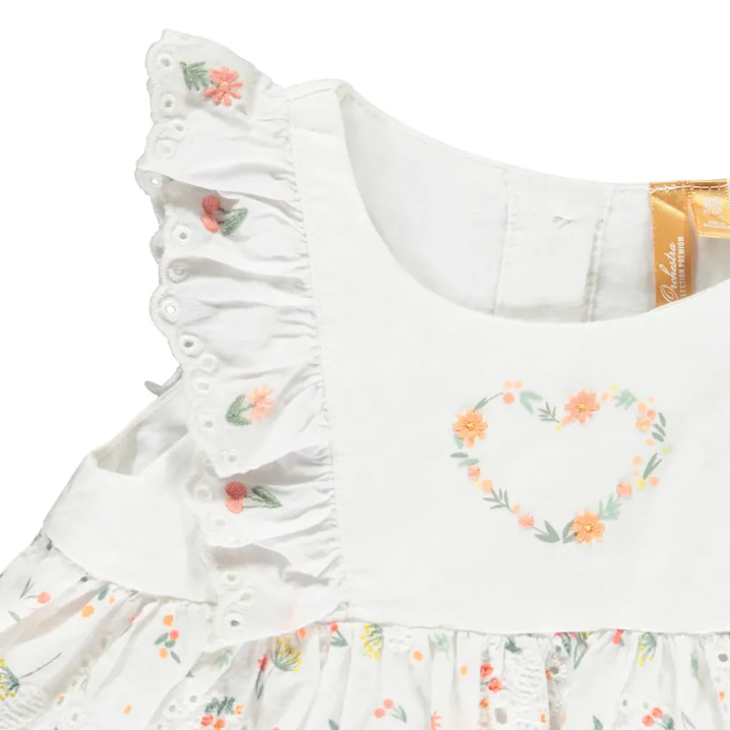 Set van bloemenjurk met volant + bloomer voor baby meisje