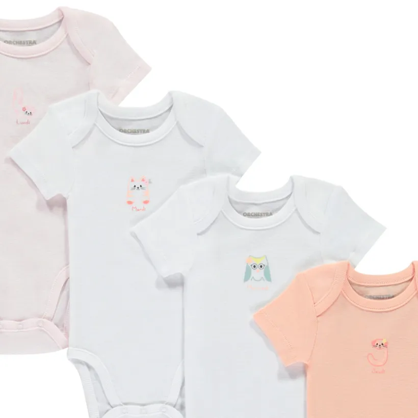 Set van 7 bodies met korte mouwen voor meisjes
