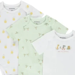 Set van 3 bodies met korte mouwen en fantasie voor baby met verschillende openingen volgens de leeftijd