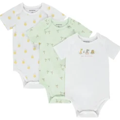 Set van 3 bodies met korte mouwen en fantasie voor baby met verschillende openingen volgens de leeftijd