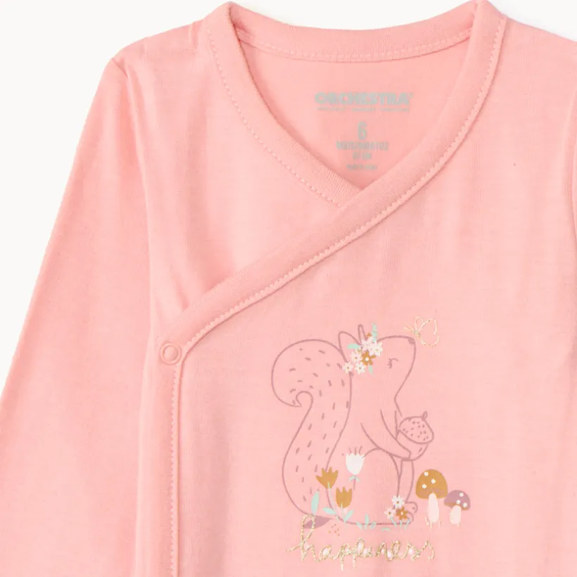 Set van 7 bodies met lange mouwen in bosprint meisjes met verschillende sluitingen per leeftijdsgroep