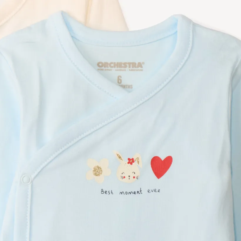 Set van 7 bodies met lange mouwen en fantasieprint voor babymeisje met verschillende sluitingen afhankelijk van de leeftijd