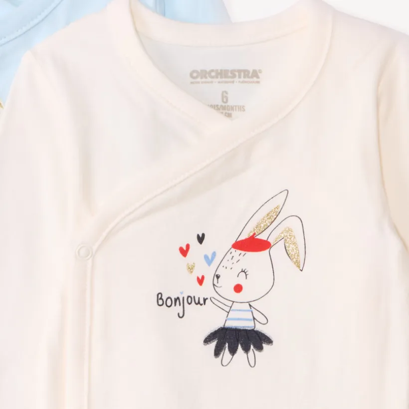 Set van 7 bodies met lange mouwen en fantasieprint voor babymeisje met verschillende sluitingen afhankelijk van de leeftijd