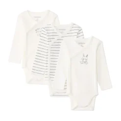 Set van 3 bodies met lange mouwen in geribbelde tricot meisjes