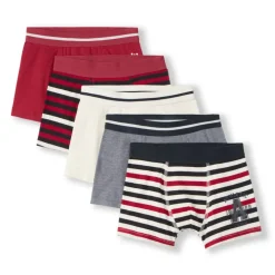 Set van 5 boxershorts, effen en gestreept, jongens