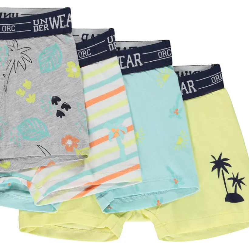 Set van 7 boxershorts in jersey met palmen voor jongens
