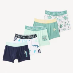 Set van 5 boxers met palmenprint jongens