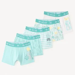 Set van 5 boxers met schelpdesign jongens