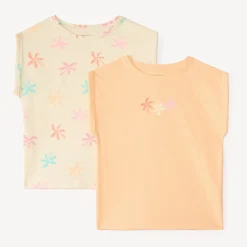 Set van 2 boxy t-shirts met korte mouwen meisjes