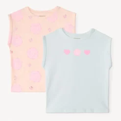 Set van 2 boxy t-shirts met korte mouwen meisjes