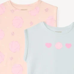 Set van 2 boxy t-shirts met korte mouwen meisjes