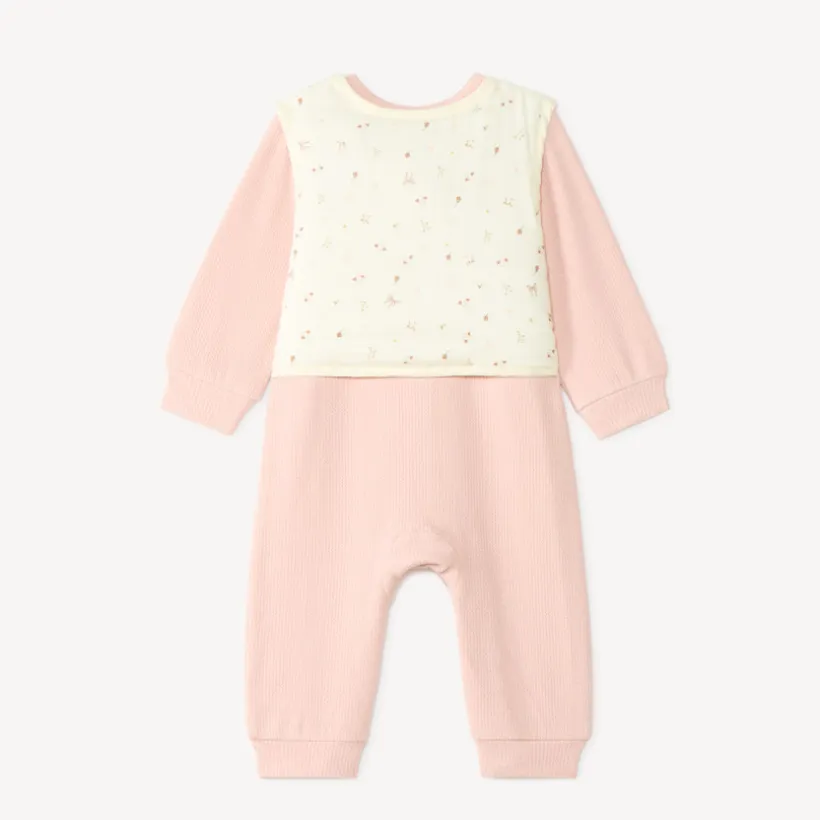 Set van 2 delen, jumpsuit en mouwloos vest met fantasiepatronen.