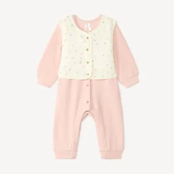 Set van 2 delen, jumpsuit en mouwloos vest met fantasiepatronen.