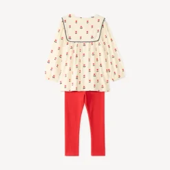 Set van 2 delen meisjes: tuniek en legging met tulpenpatroon.