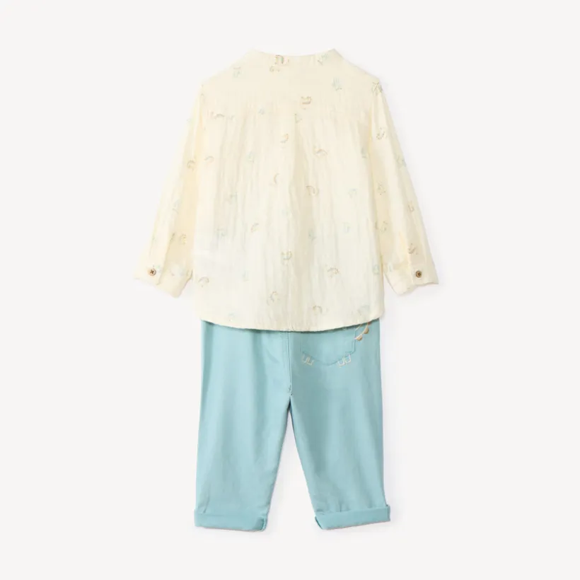 Set van 2 delen: shirt en broek voor babyjongen met dino-motieven.