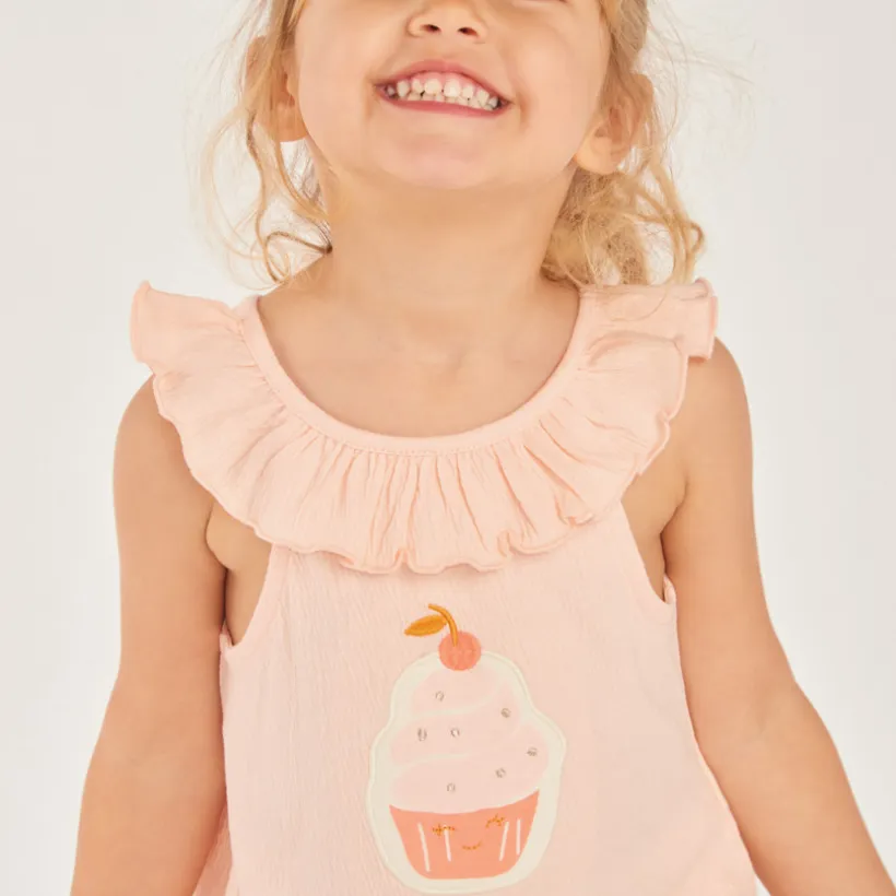 Set van 2 delen, top met spaghettibandjes + short voor babymeisjes