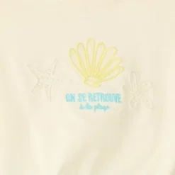 Set van 2 delen t-shirt + fietsbroek met schelpen borduurwerk meisjes