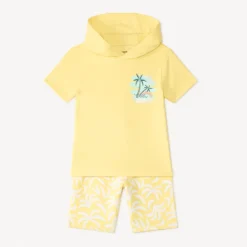 Set van 2 delen: T-shirt met capuchon + korte broek met fantasiedruk jongens