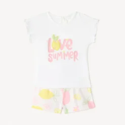 Set van 2 delen t-shirt + short met fruitprint voor babymeisje