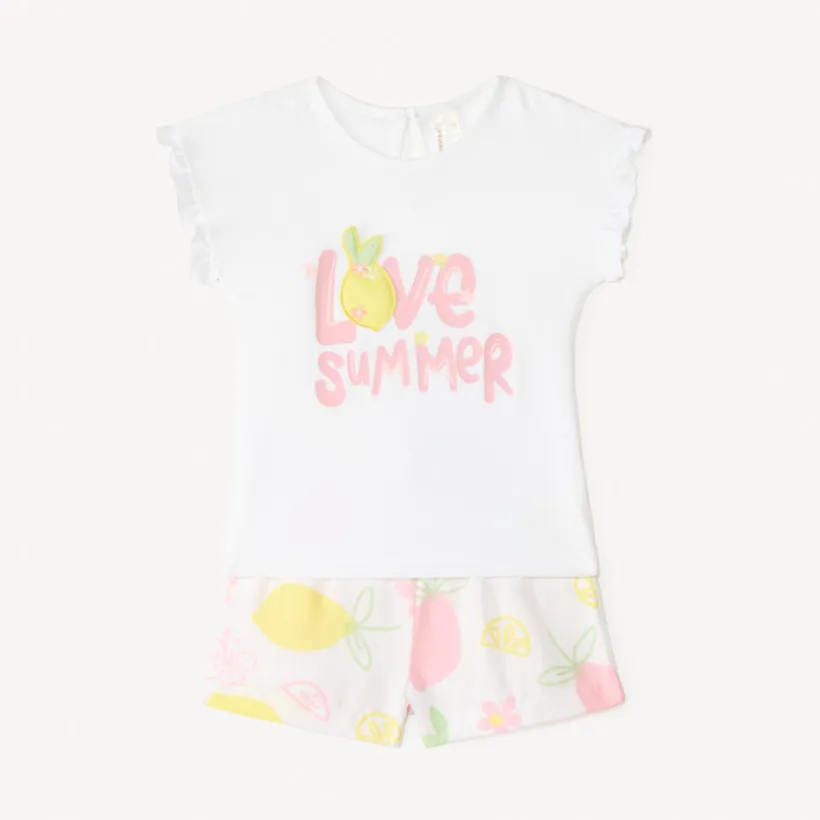 Set van 2 delen t-shirt + short met fruitprint voor babymeisje