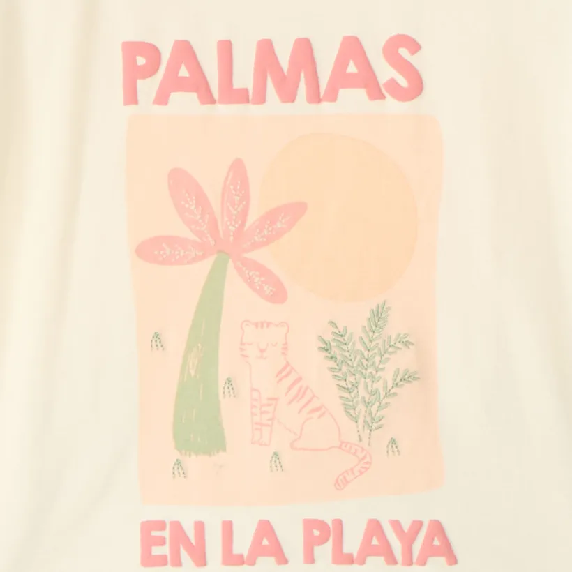 Set van 2 delen t-shirt + short met palmboommotief voor babymeisje