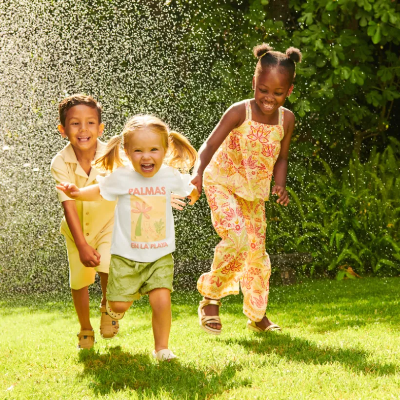 Set van 2 delen t-shirt + short met palmboommotief voor babymeisje