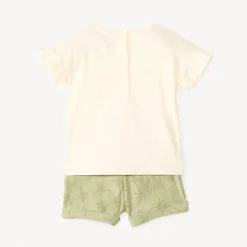 Set van 2 delen t-shirt + short met palmboommotief voor babymeisje