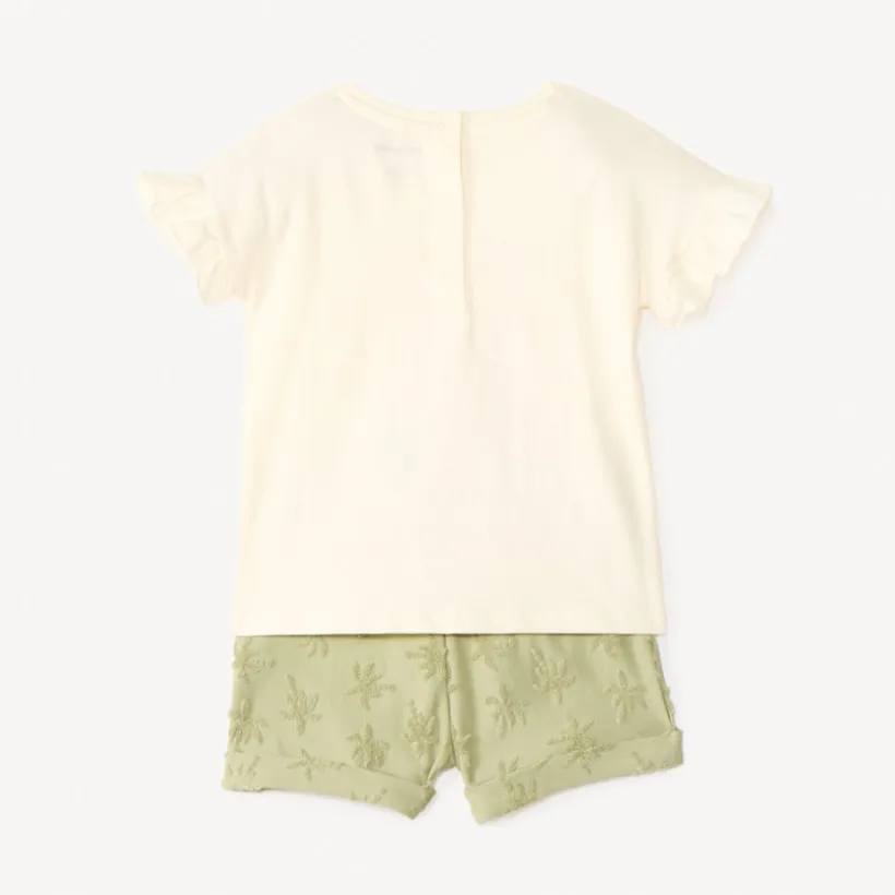 Set van 2 delen t-shirt + short met palmboommotief voor babymeisje