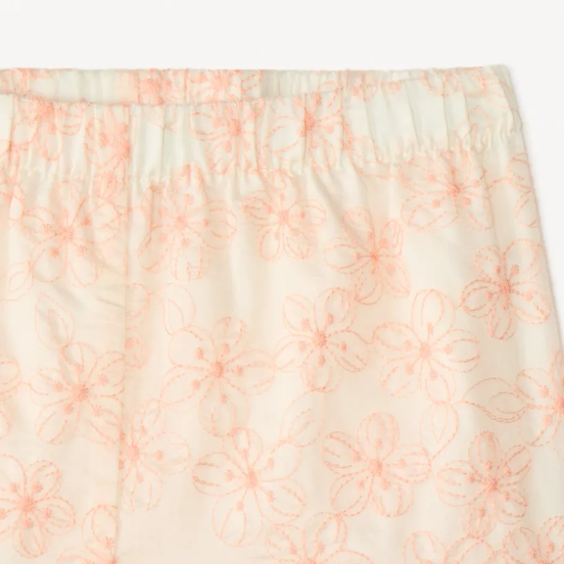 Set van 2 delen: T-shirt + short met geborduurde, bicolor bloem meisjes