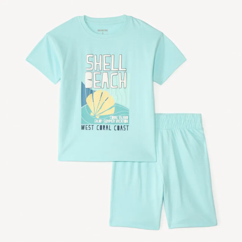 Set van 2-delige korte pyjama t-shirt + short met fantasiedruk jongens