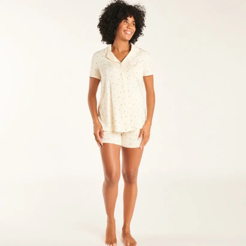 Set van 2-delige pyjama met shirt en short inclusief hoofdband voor zwangere vrouwen