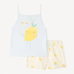 Set van 2-delige pyjama: tanktop + shorts met citroenmotief meisjes.