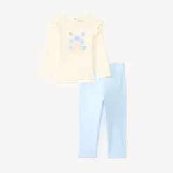 Set van 2-delige pyjama t-shirt + broek met bloemenprint voor baby meisjes (afwerking varieert per leeftijd)