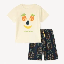 Set van 2-delig pyjama t-shirt + korte broek met ananasprint voor jongen