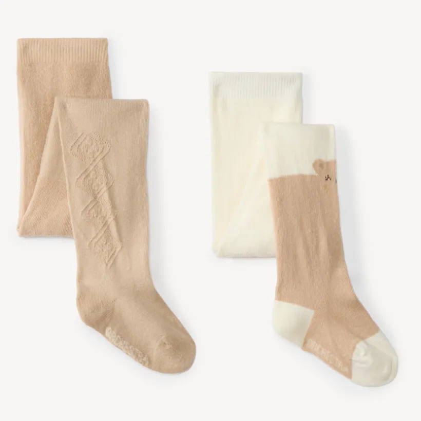 Set van 2 dikke beenwarmers voor meisjes met berenmotief
