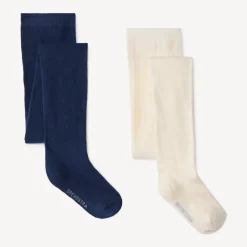 Set van 2 dikke effen panty's voor meisjes