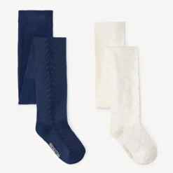 Set van 2 dikke fantasiegebreide panty's meisjes