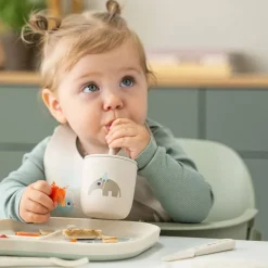 Set van 2 drinkbekers met rietje in silicone Celebration Zand