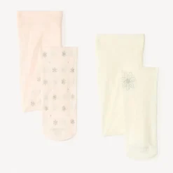 Set van 2 dunne panty's met glinsterende fantasiepatronen voor meisjesbaby's