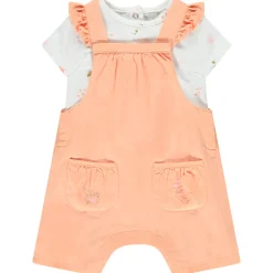 Set van een effen salopette en een t-shirt met fantasieprint meisjes