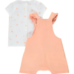 Set van een effen salopette en een t-shirt met fantasieprint meisjes