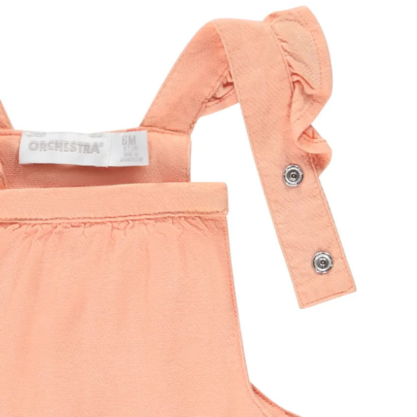 Set van een effen salopette en een t-shirt met fantasieprint meisjes