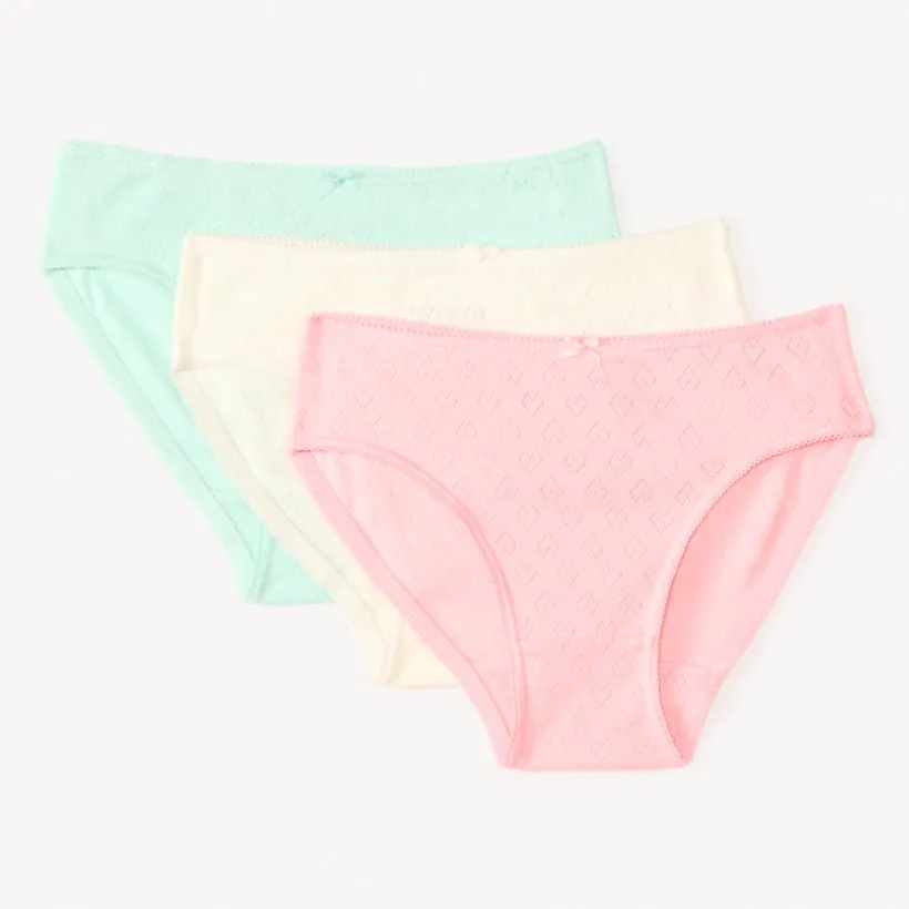 Set van 3 eenkleurige hartjespanty's meisjes.