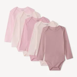 Set van 5 effen bodies met lange mouwen meisjes